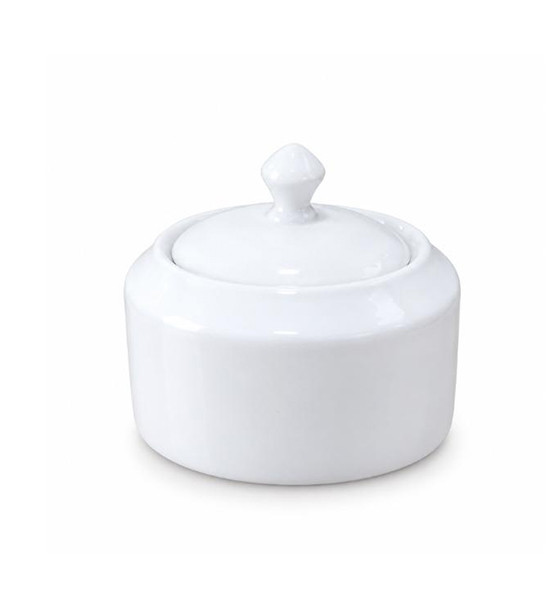 White Ceramic Lidded Sugar Jar